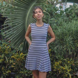 Eight Sixty Gray Striped Knit Mini Dress XS